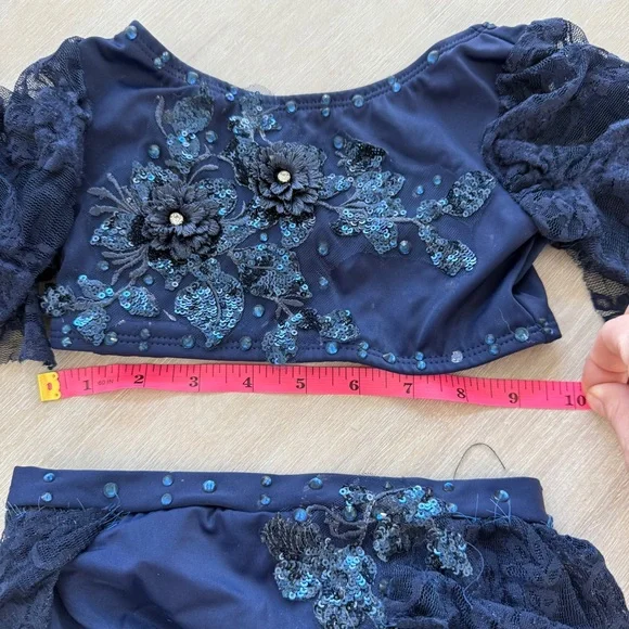 Custom Lyrical or Contemporary Solo Costume Size 6/7 Navy Blue - Picture 10 of 12